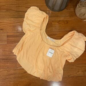 We the Free People Peach Short Sleeve Crop Top Shirt Blouse XS New